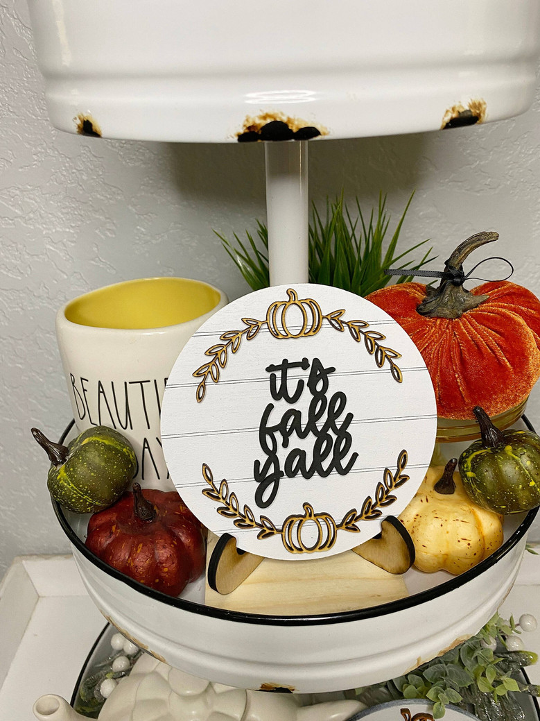 Rustic Pumpkin Wood Sign For Halloween DéCor - Fall Farmhouse Style Mini Sign For Tier Trays