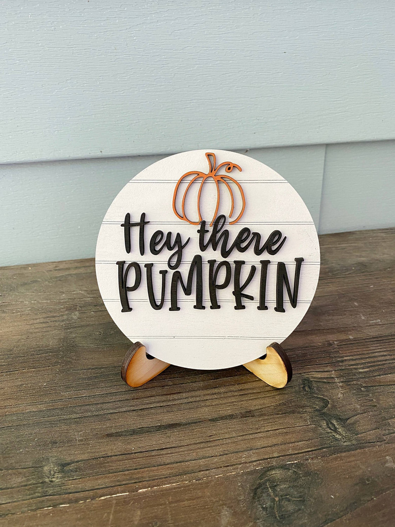 Rustic Pumpkin Wood Sign For Halloween DéCor - Fall Farmhouse Style Mini Sign For Tier Trays