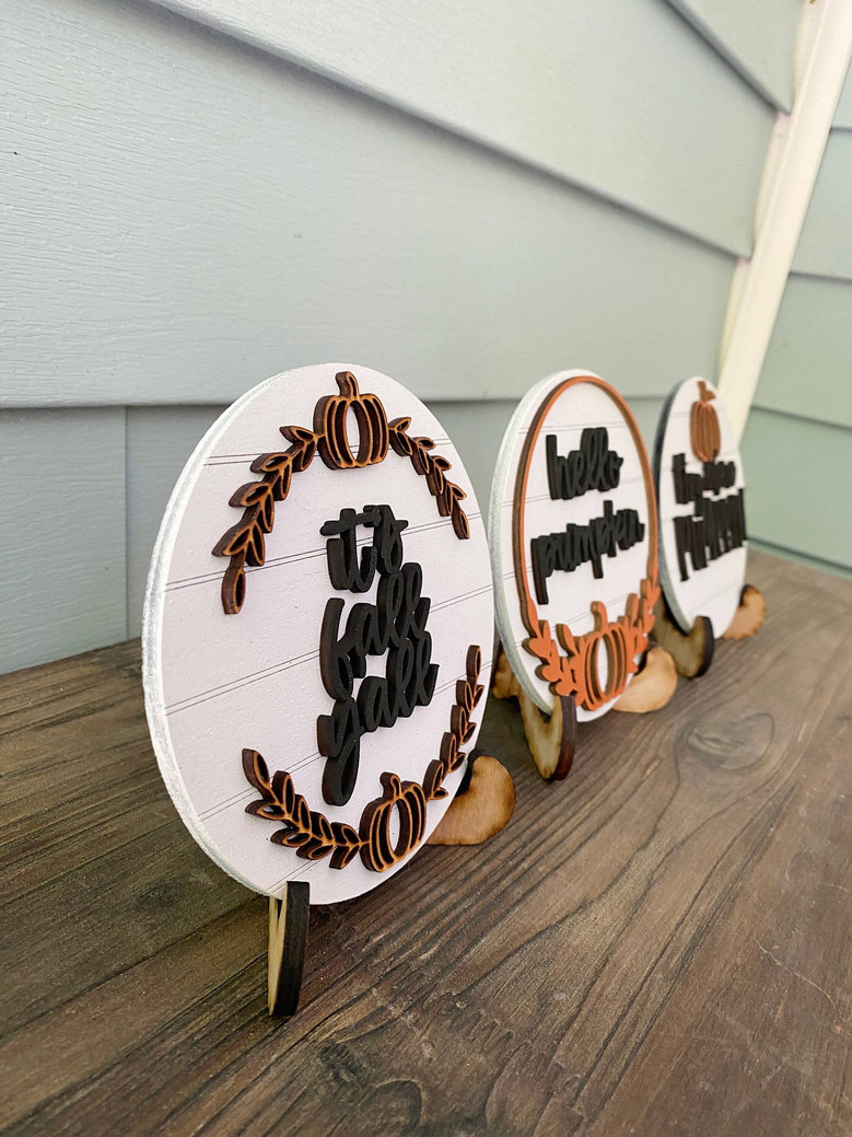 Rustic Pumpkin Wood Sign For Halloween DéCor - Fall Farmhouse Style Mini Sign For Tier Trays