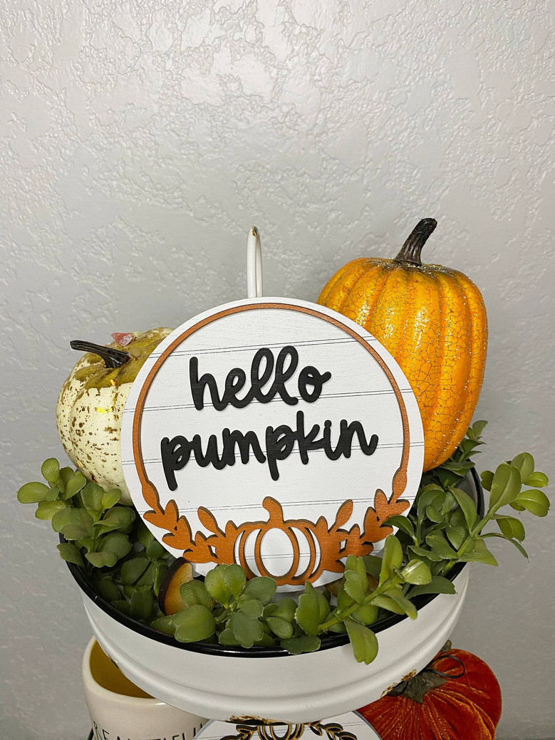 Rustic Pumpkin Wood Sign For Halloween DéCor - Fall Farmhouse Style Mini Sign For Tier Trays