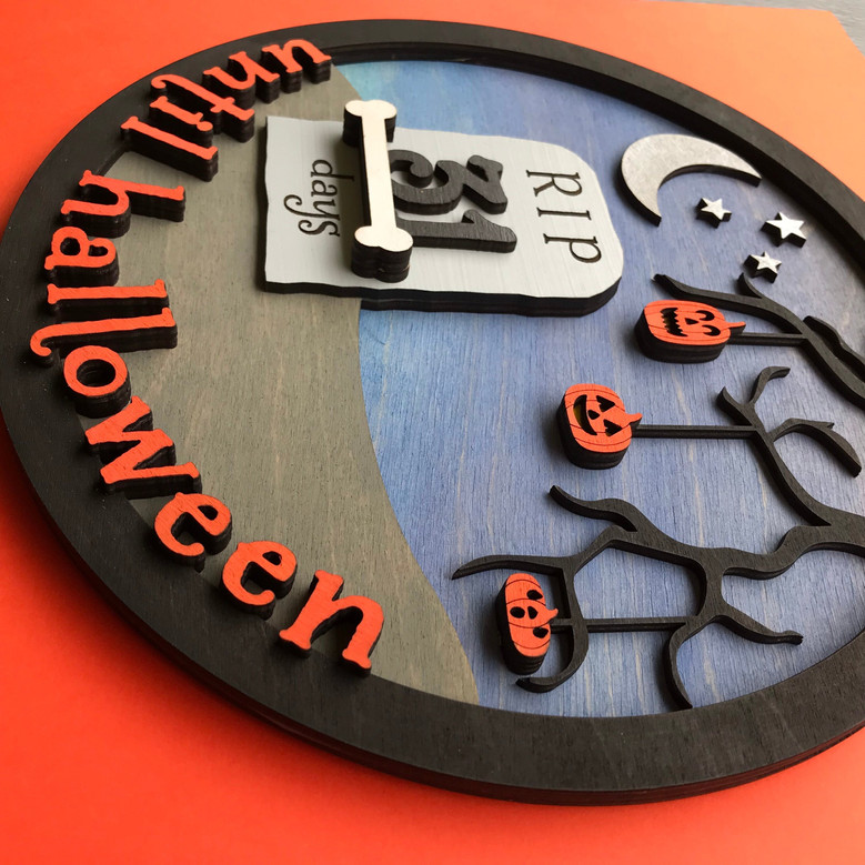 Personalized Halloween Wood Sign Countdown For Spooky October 31 Decor