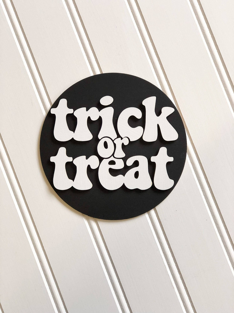 Spooky Trick Or Treat 3D Wood Sign - Halloween Tiered Tray Decor For Festive Home Accents