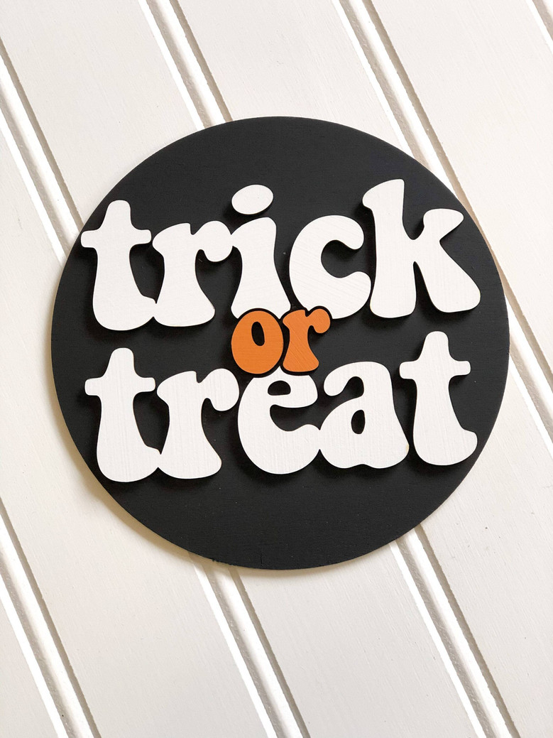 Spooky Trick Or Treat 3D Wood Sign - Halloween Tiered Tray Decor For Festive Home Accents
