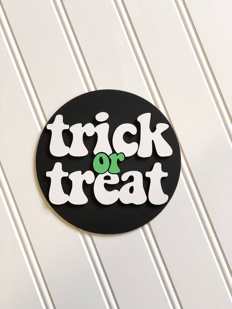 Spooky Trick Or Treat 3D Wood Sign - Halloween Tiered Tray Decor For Festive Home Accents