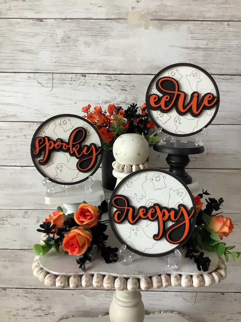 Mini Halloween Wood Sign For Spooky Decor - Perfect For Tiered Trays And Home Display