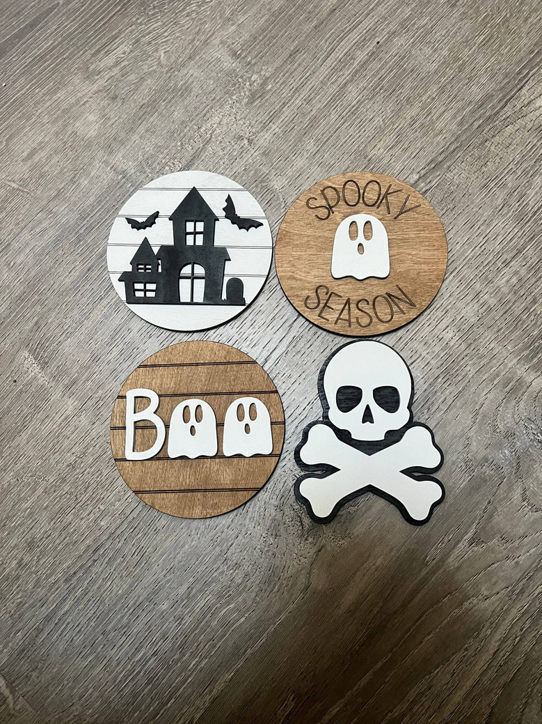 Custom Boo & Ghost 3D Wood Sign For Farmhouse Tier Tray - Rustic Halloween Decoration