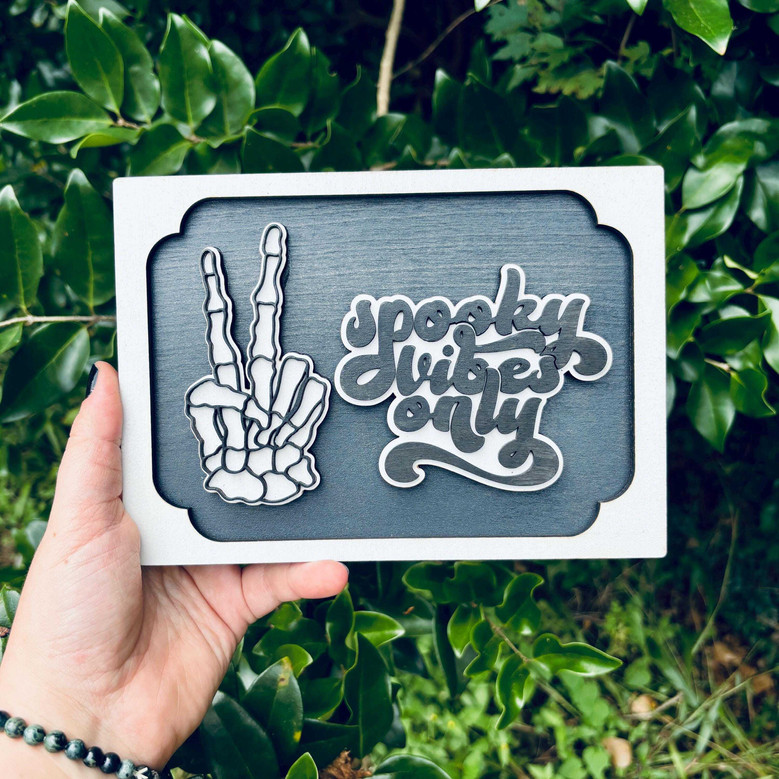 Personalized Skeleton Hand Peace Sign For Halloween - Spooky Decor For Living Room