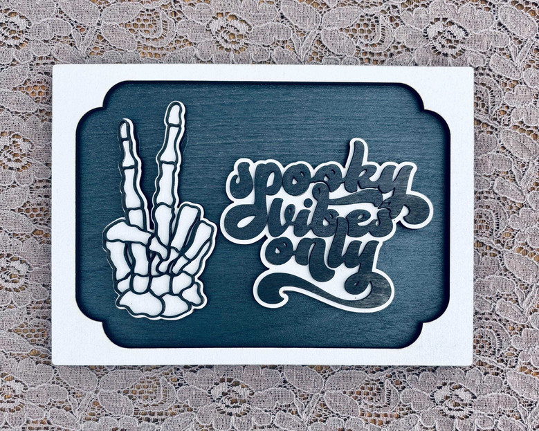 Personalized Skeleton Hand Peace Sign For Halloween - Spooky Decor For Living Room