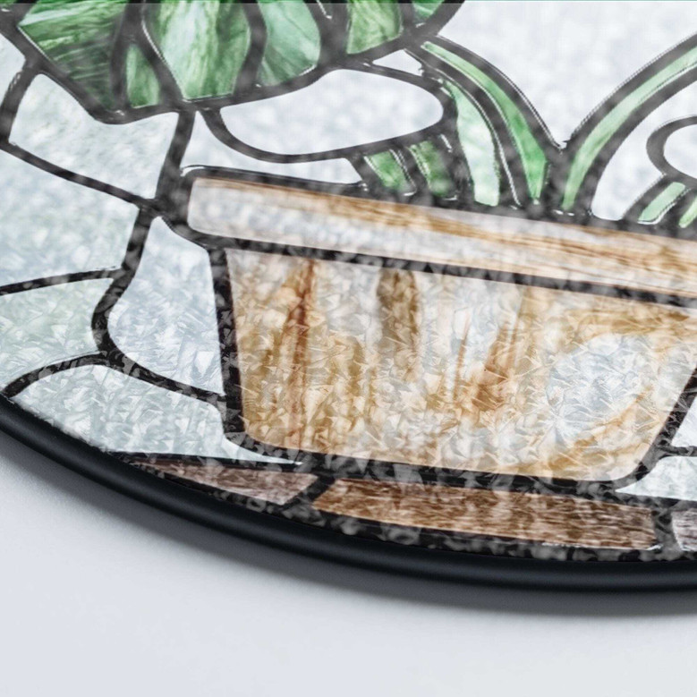 Cute Ghost And Monstera Stained Glass Suncatcher For Halloween - Gift For Plant Lovers And Mom