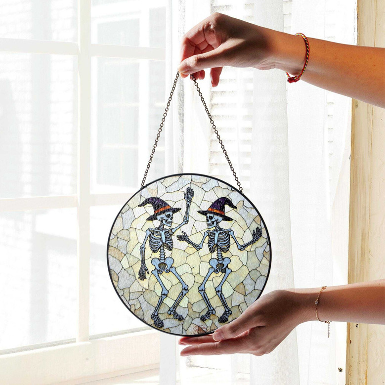 Spooky Skeleton Stained Glass Suncatcher Halloween Decor For Friends