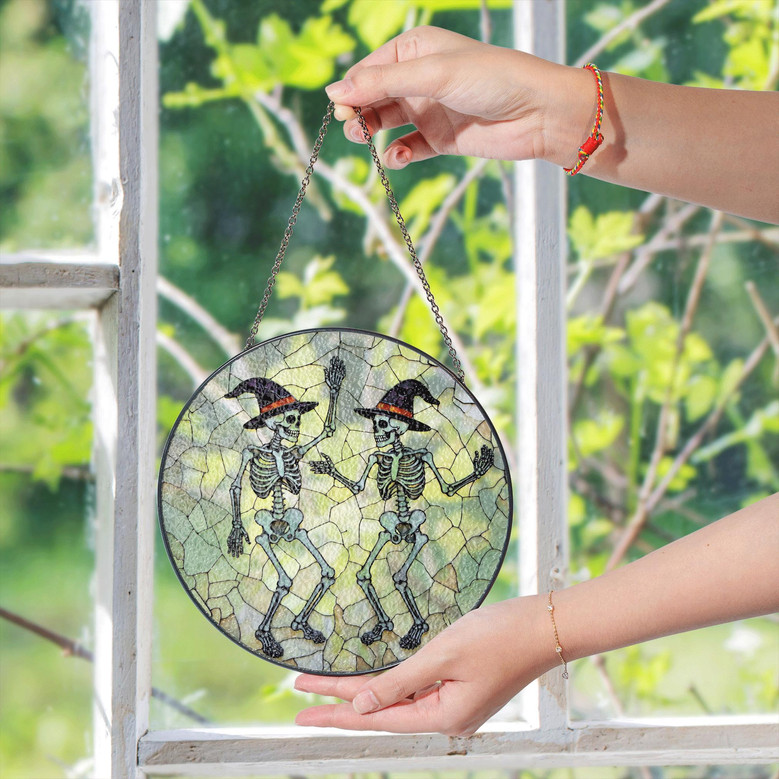 Spooky Skeleton Stained Glass Suncatcher Halloween Decor For Friends