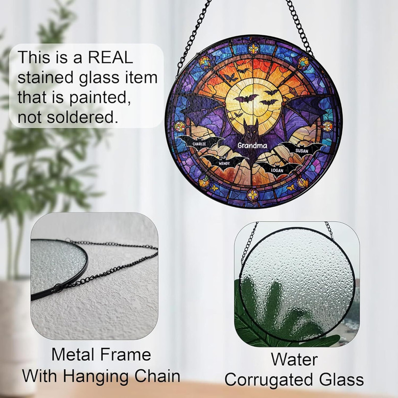 Charming Personalized Bat Stained Glass Suncatcher For Halloween Home Decor