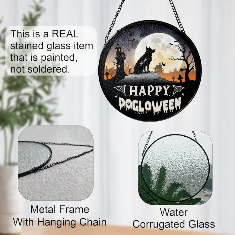 Personalized Halloween Bat Suncatcher - Dog Theme For Home DéCor