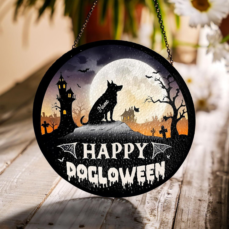 Personalized Halloween Bat Suncatcher - Dog Theme For Home DéCor