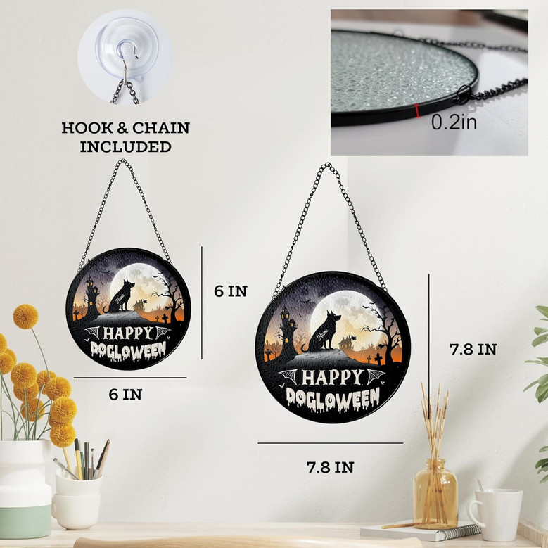 Personalized Halloween Bat Suncatcher - Dog Theme For Home DéCor