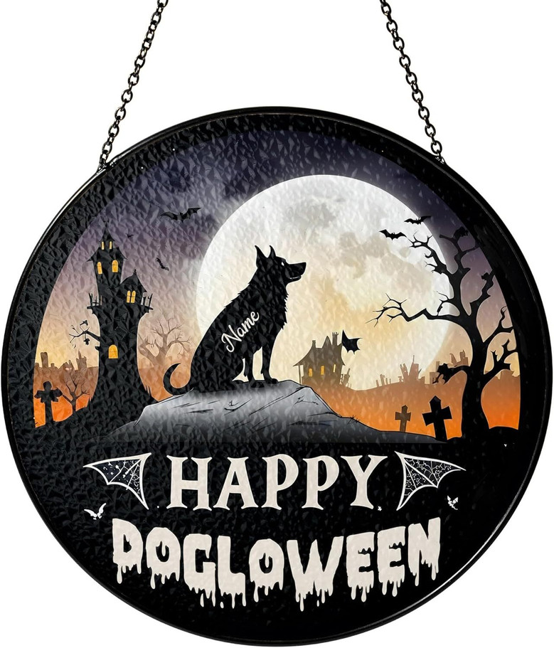 Personalized Halloween Bat Suncatcher - Dog Theme For Home DéCor