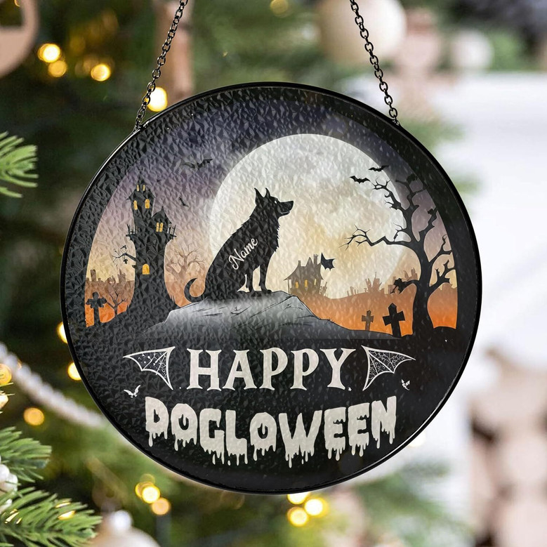Personalized Halloween Bat Suncatcher - Dog Theme For Home DéCor