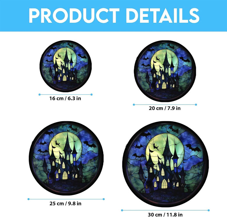 Spooky Haunted Castle Stained Glass Suncatcher - Personalized Halloween Window Decoration For Indoor Room
