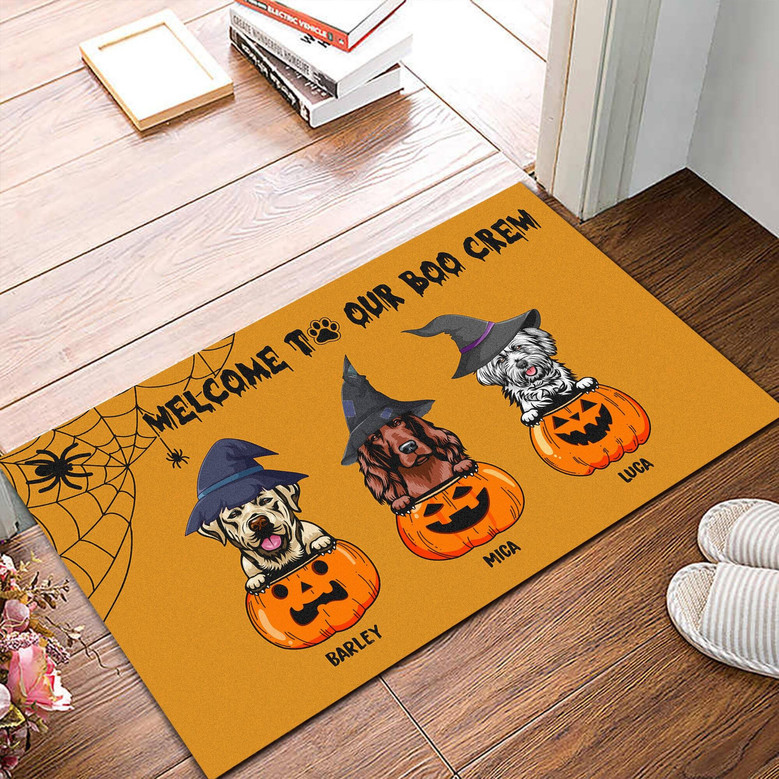 Funny Boo Crew Halloween Dog Doormat - Ghost & Pumpkin Design For Pet Lovers - Trick Or Treat Entry DéCor