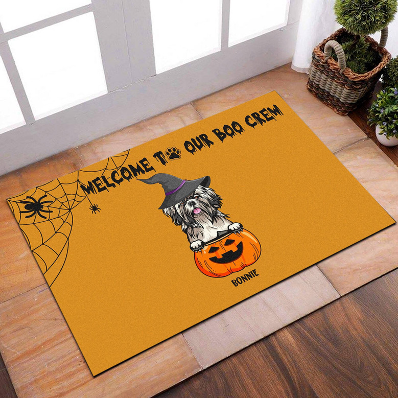 Funny Boo Crew Halloween Dog Doormat - Ghost & Pumpkin Design For Pet Lovers - Trick Or Treat Entry DéCor