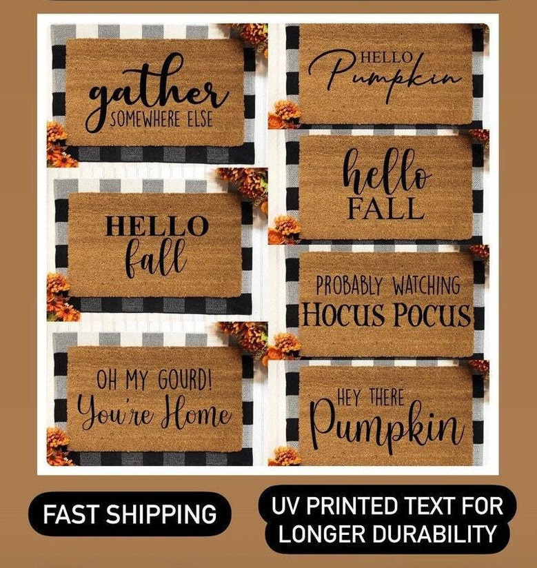 Halloween Witch Doormat - Funny Fall Welcome Mat With Witch Hat Design