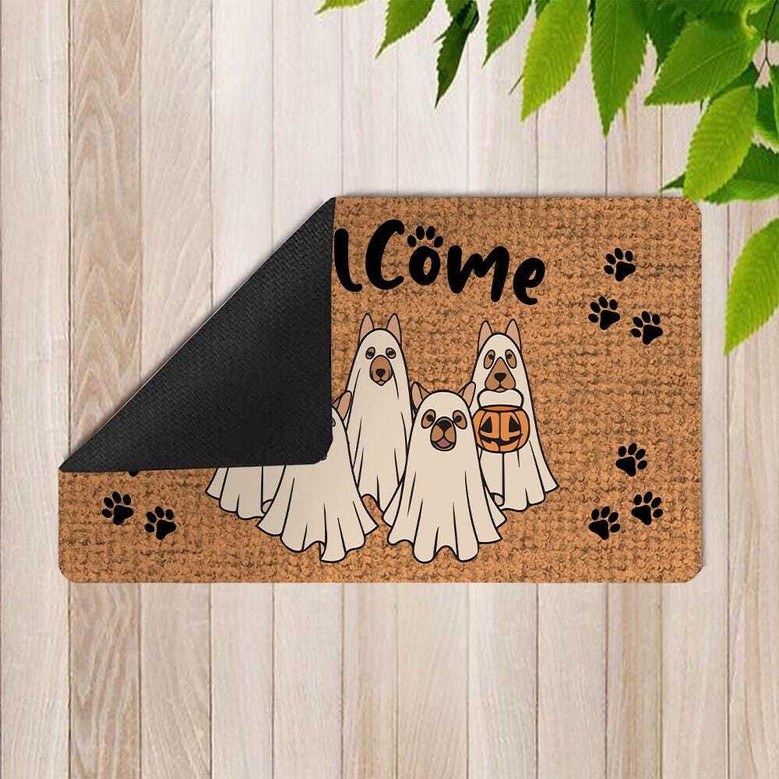 Personalized Ghost Dogs Halloween Door Mat - Funny Dog Lover Gift, Spooky Welcome For Your Home