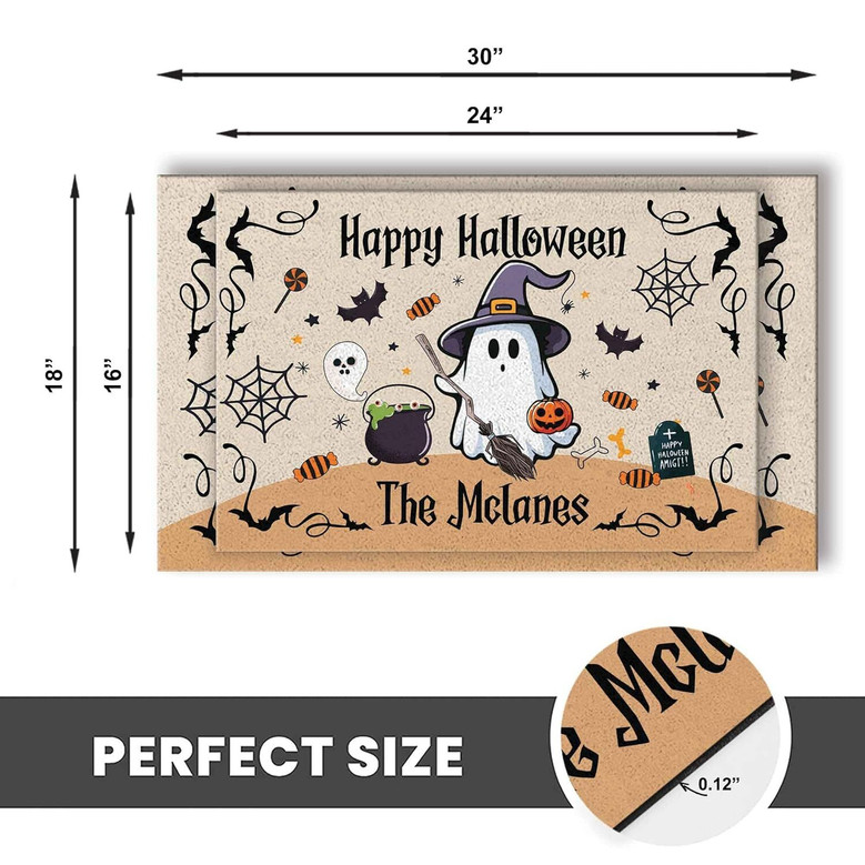 Personalized Ghost Halloween Doormat For Outdoor Entryway - Witch-Themed Front Rug For Patio And Porch Decor