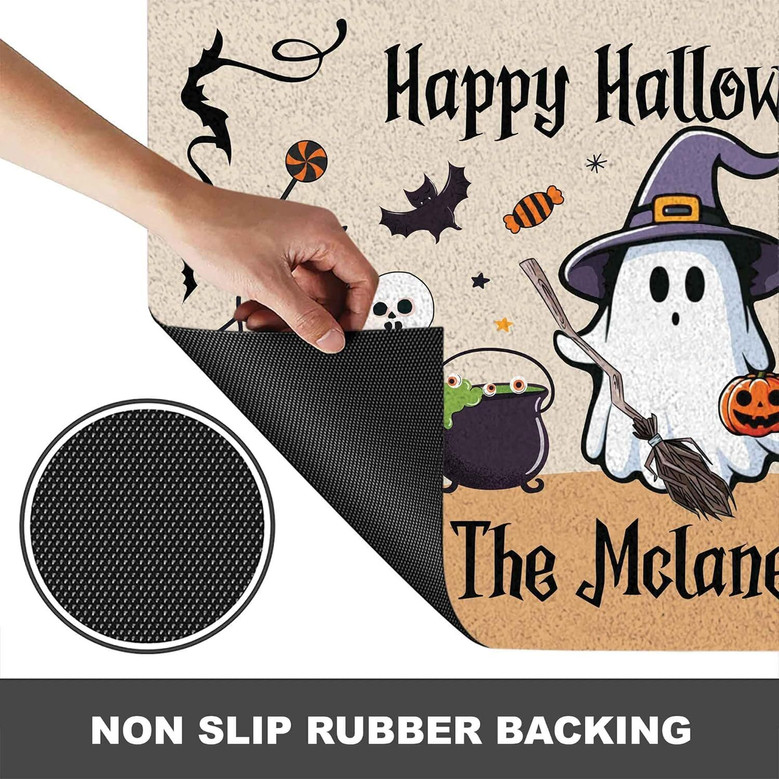 Personalized Ghost Halloween Doormat For Outdoor Entryway - Witch-Themed Front Rug For Patio And Porch Decor