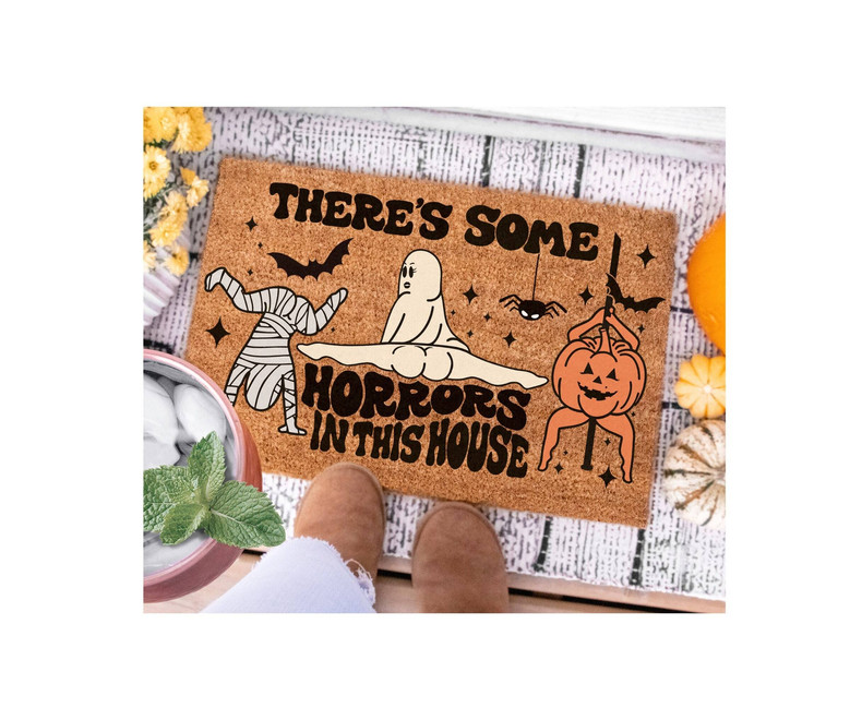 Funny Ghost Pumpkin Doormat For Halloween - Spooky Season Front Door Mat