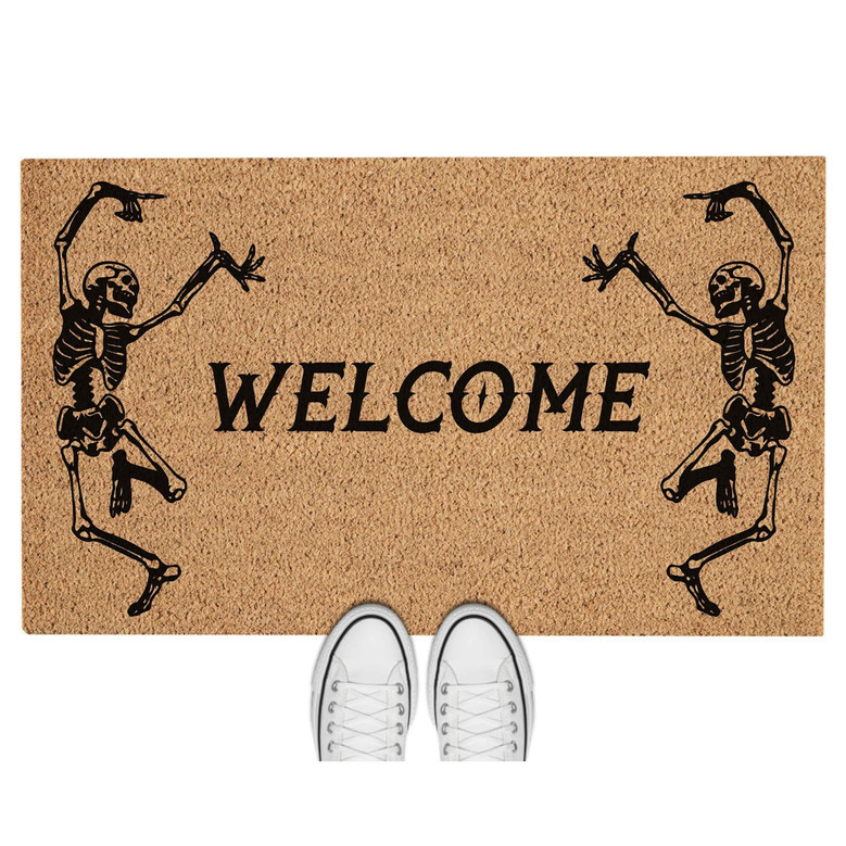 Halloween Skeleton Welcome Doormat For Vampire And Pumpkin Decor - Perfect Spooky Gift For Fall