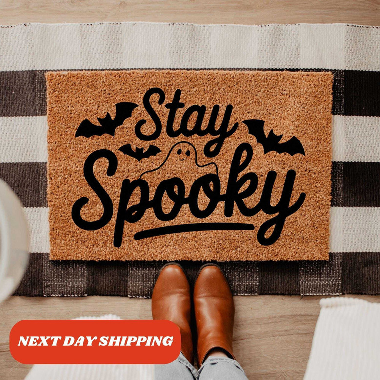 Stay Spooky Halloween Doormat With Ghost Design - Perfect For Front Door Halloween Decor