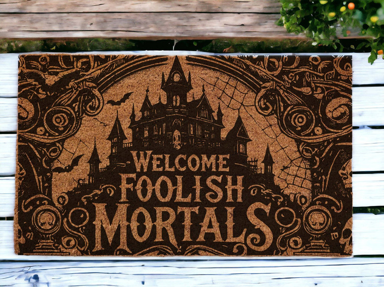 Welcome Foolish Mortals Doormat For Haunted House Halloween - Spooky Outdoor DéCor