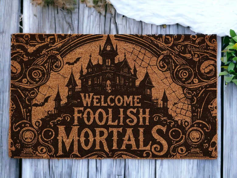 Welcome Foolish Mortals Doormat For Haunted House Halloween - Spooky Outdoor DéCor