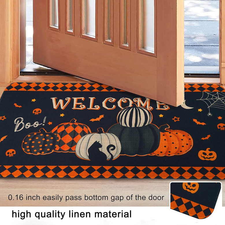 Outdoor Halloween Pumpkin Welcome Doormat 30 x 17 Inch For Patio Garden Front Door