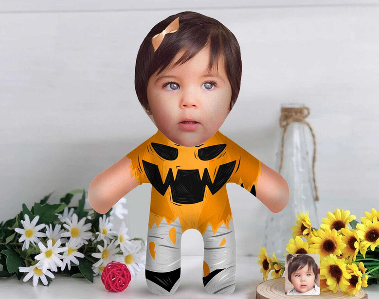 Personalized 3D Halloween Face Pillow – Custom Soft Throw Gift for Kids & Adults