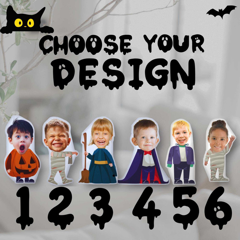 Custom Kids' Halloween 3D Face Pillow - Fun Spooky Decor & Gift
