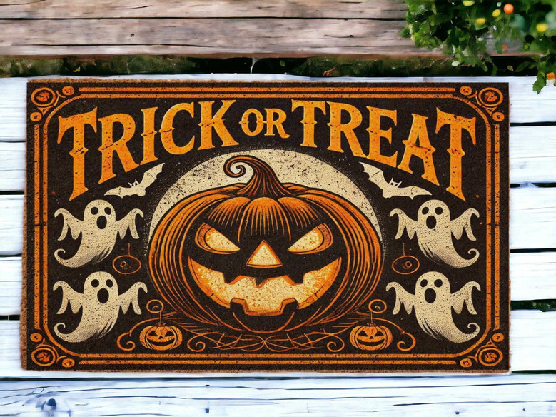Welcome Trick Or Treaters With a Personalized Halloween Doormat - Hello Pumpkin Design For Front Door