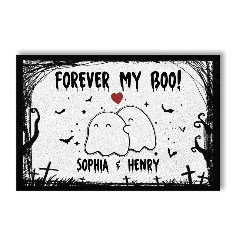 Custom Witch-Themed Halloween Doormat - Forever My Boo Outdoor Decor For Front Porch