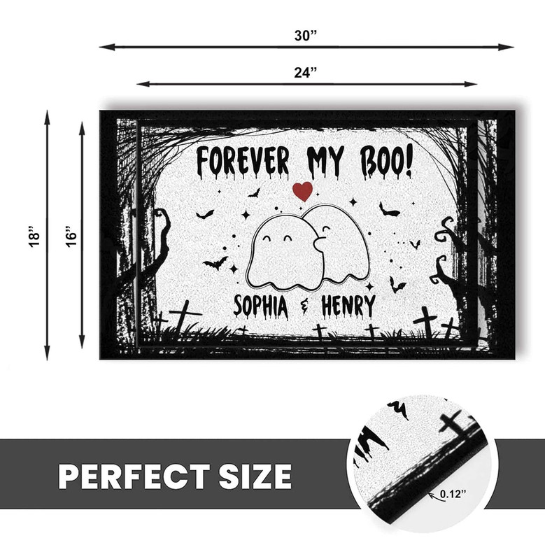 Custom Witch-Themed Halloween Doormat - Forever My Boo Outdoor Decor For Front Porch