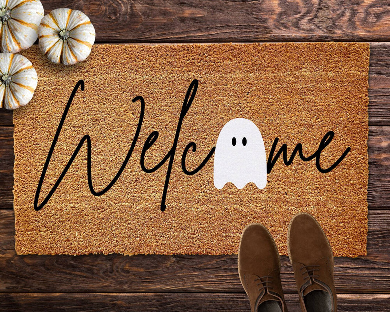 Funny Halloween Ghost Doormat For Outdoor Decor - Welcome Mat With Boo Design For Spooky Outdoor Vibes