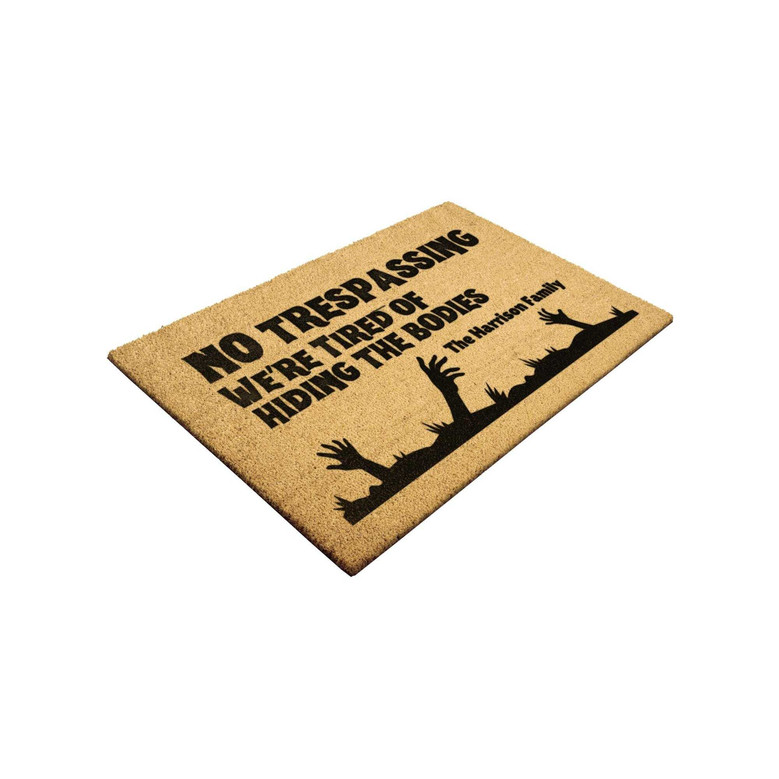 Spooky No Trespassing Halloween Doormat - Personalized Entryway Decor For a Funny Welcome