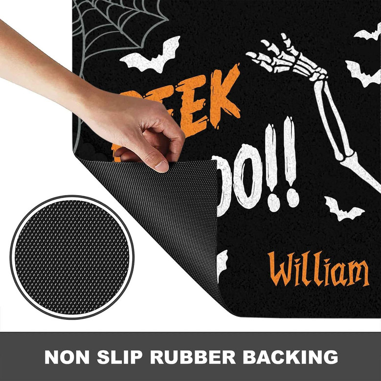 Personalized Skeleton Halloween Door Mat For Outdoor Decor - Witch-Themed Front Porch Rug