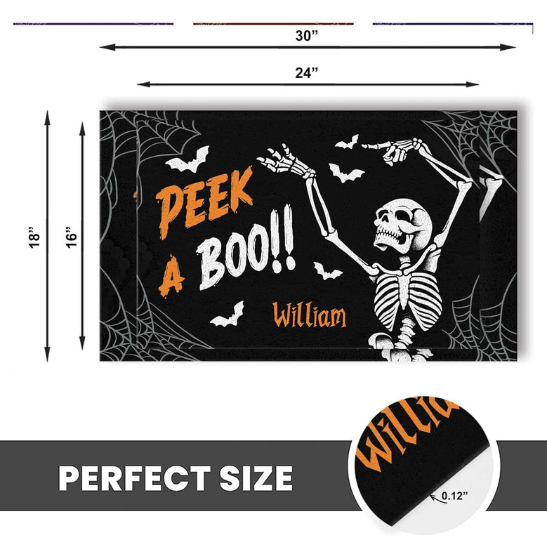 Personalized Skeleton Halloween Door Mat For Outdoor Decor - Witch-Themed Front Porch Rug