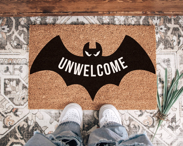 Trendy Unwelcome Bat Halloween Doormat For Spooky Entryways - Perfect Fall Home Decor