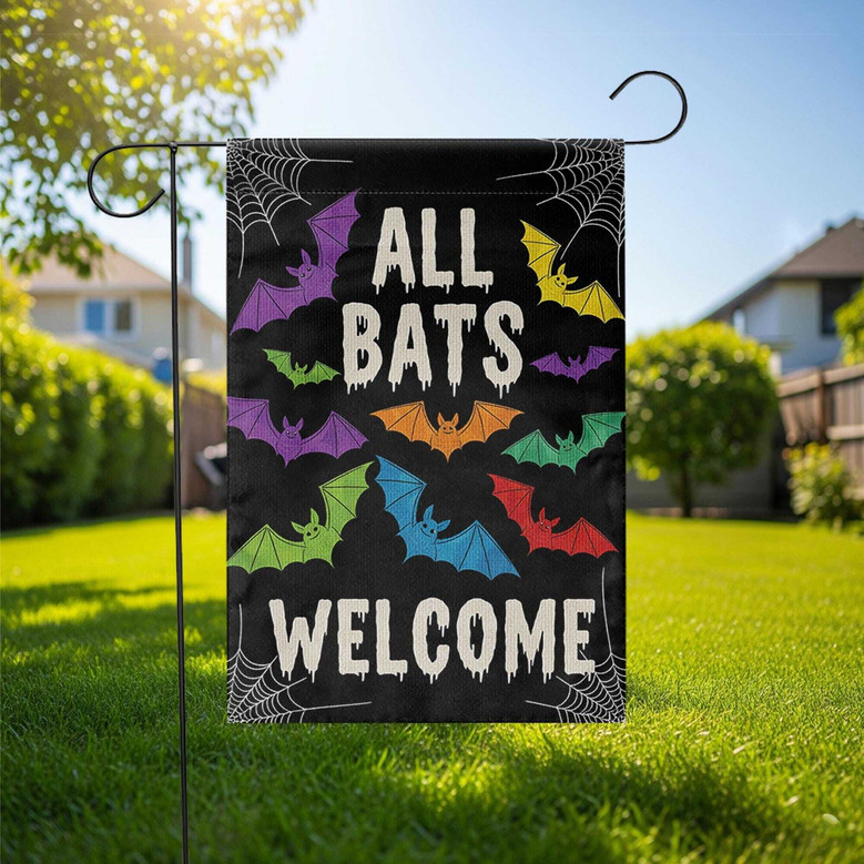 Funny Spooky Halloween Bat Garden Flag For Outdoor Decor