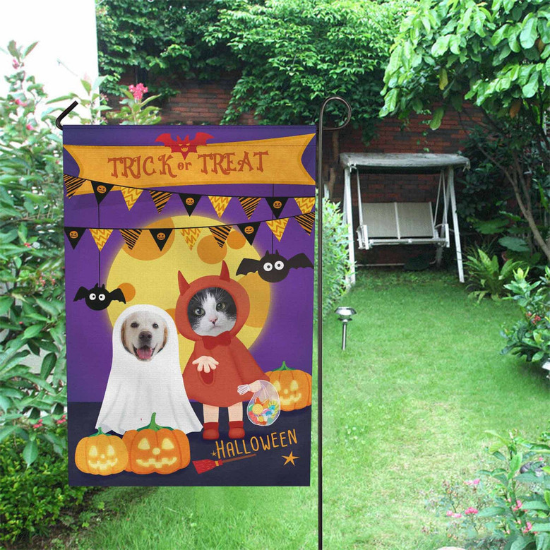 Personalized Halloween House Flag For Dog & Cat Lovers Outdoor DéCor