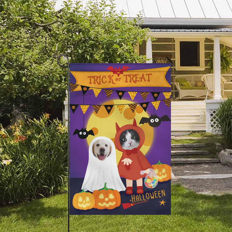 Personalized Halloween House Flag For Dog & Cat Lovers Outdoor DéCor