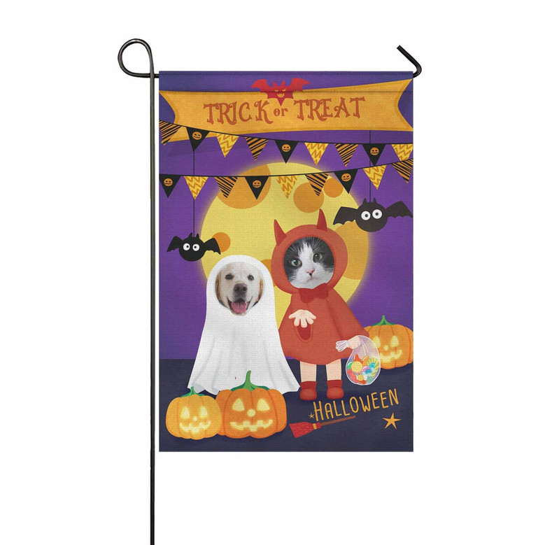 Personalized Halloween House Flag For Dog & Cat Lovers Outdoor DéCor