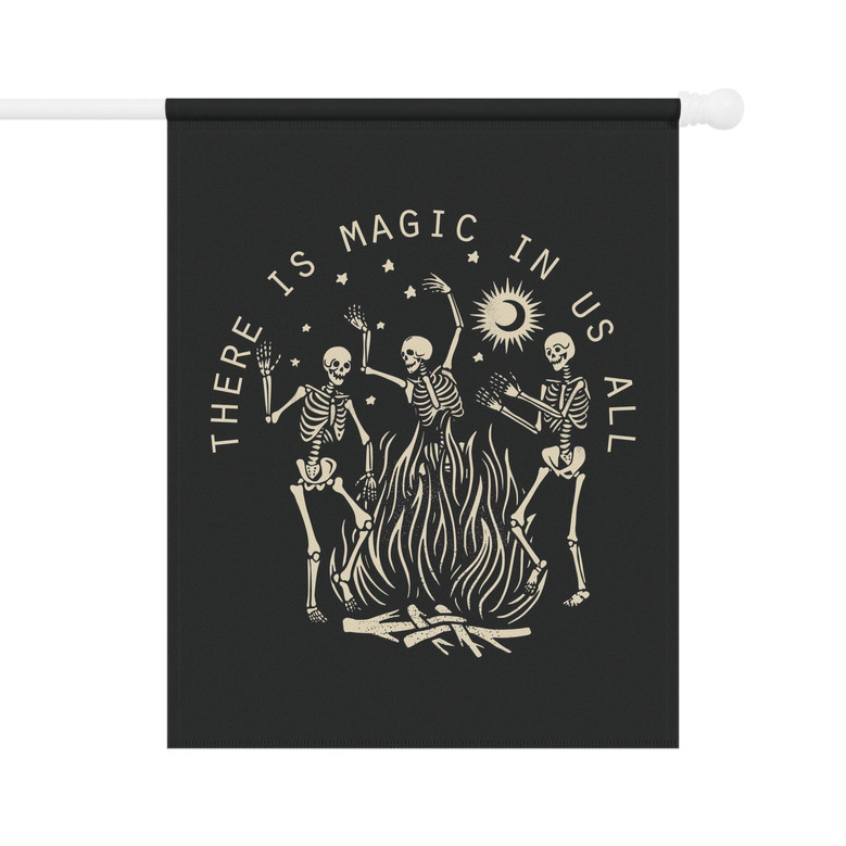Witchy Halloween Garden Flag - Dancing Skeleton Design For Mental Health & Spiritual Yard Decor