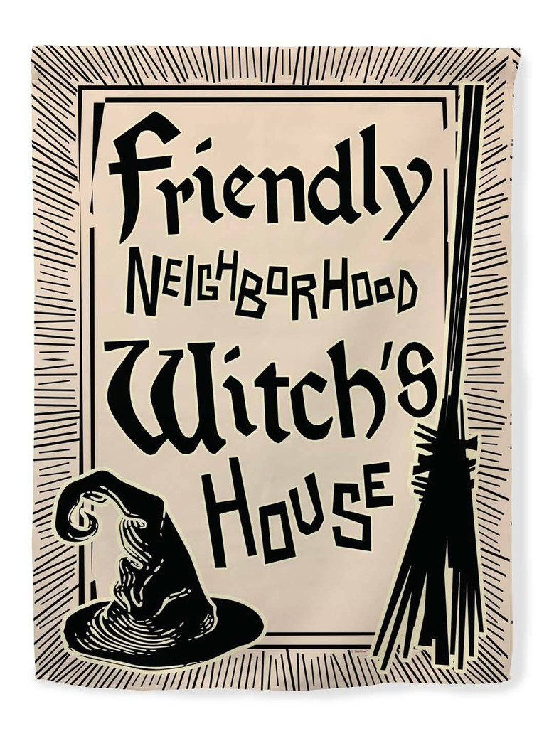 Personalized Halloween Witch House Flag - Spooky Outdoor Decor